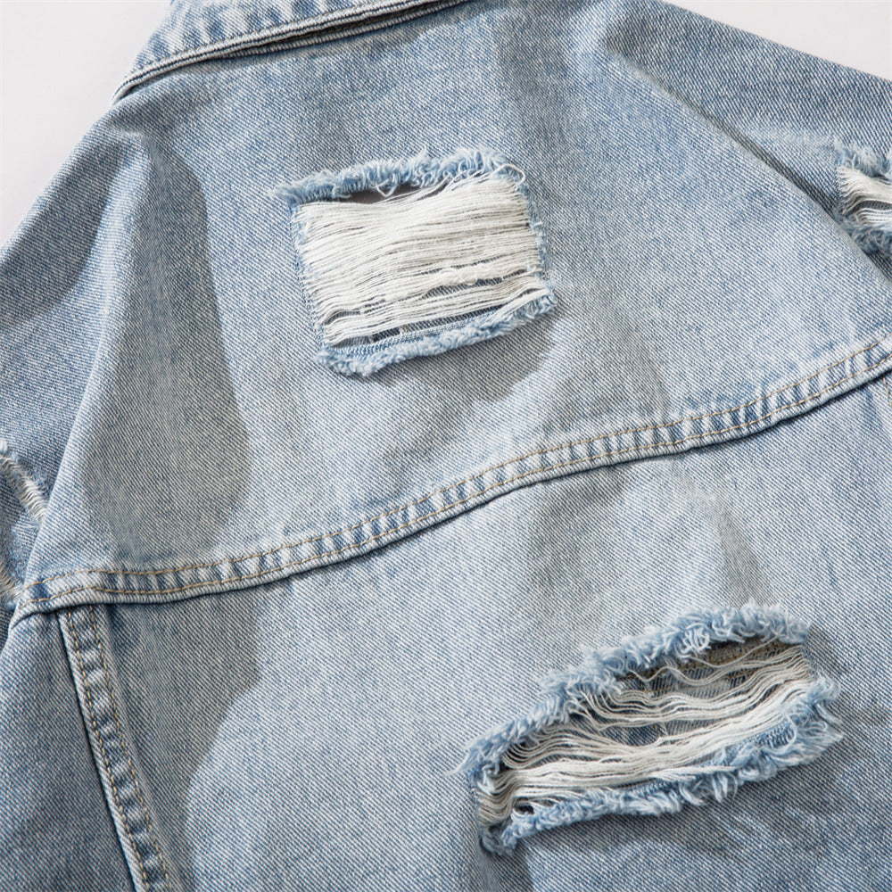 Loose All-match Washed Worn Lapel Denim Jacket Jacket