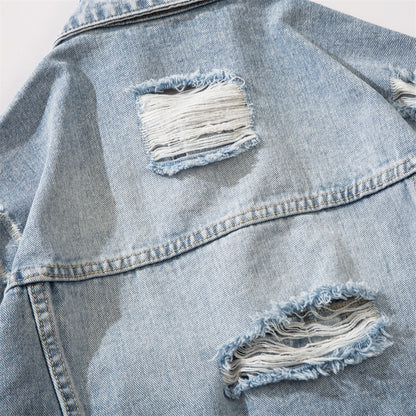 Loose All-match Washed Worn Lapel Denim Jacket Jacket