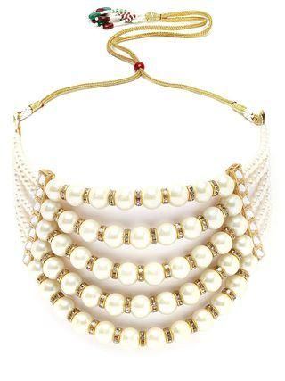 Pearl Multilayer Beaded Kundan Choker Necklace Set for Women