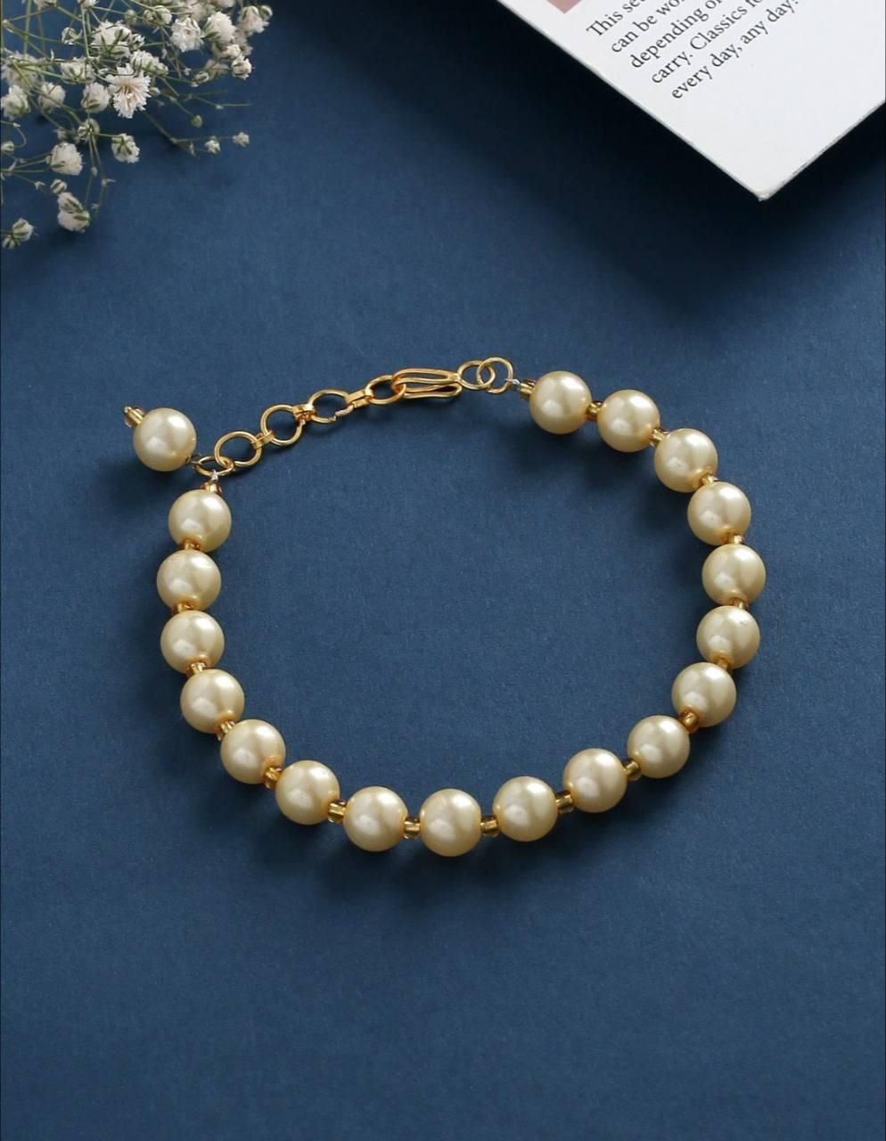 Duence Gold Plated Pearl Bracelet