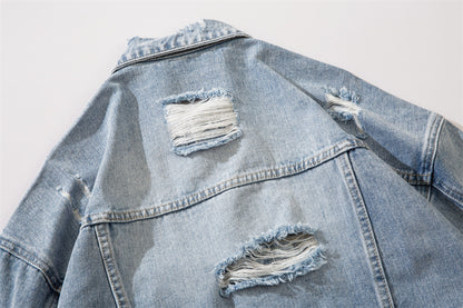 Loose All-match Washed Worn Lapel Denim Jacket Jacket