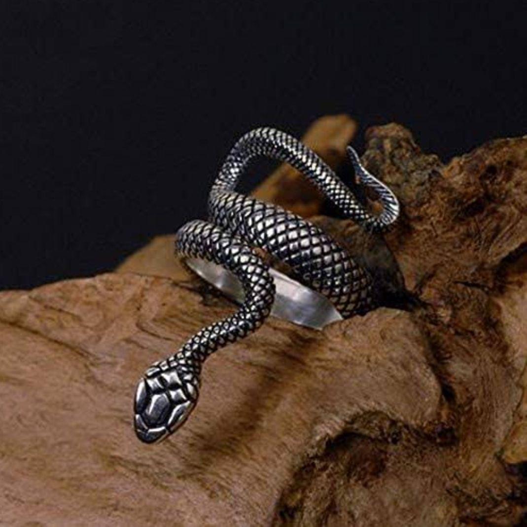 Silver and Black Color Snake Ring For Women and Girls