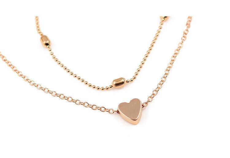 Charming Gold Plated Double Layered Heart Pendant Necklace For Women and Girls