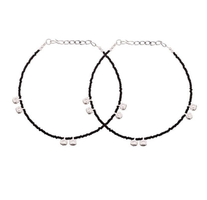 Duence Crystal Anklets With Ghungroo Black