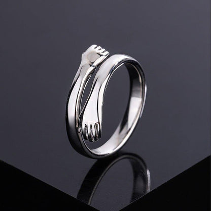 Duence JEWELS Pack of 2 Special For Couple Silver Plated Friendship Loved Ones Hug Ring