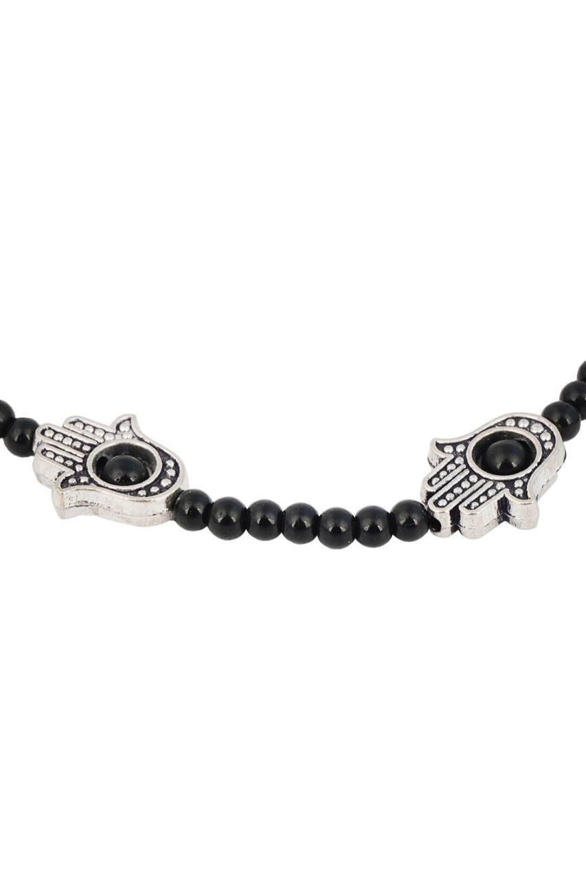 Duence Enterprise Bead Alloy Anklet Black