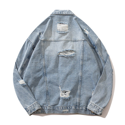 Loose All-match Washed Worn Lapel Denim Jacket Jacket