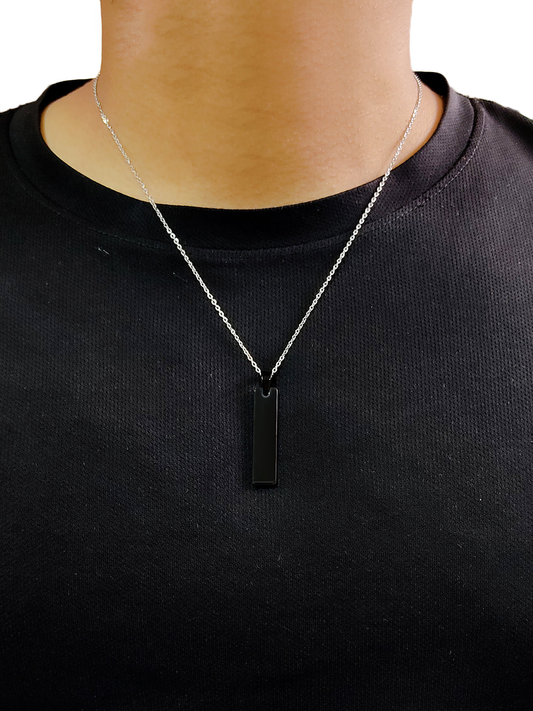 Duence Stainless Steel Vertical Bar Pendant adjustable Necklace chain