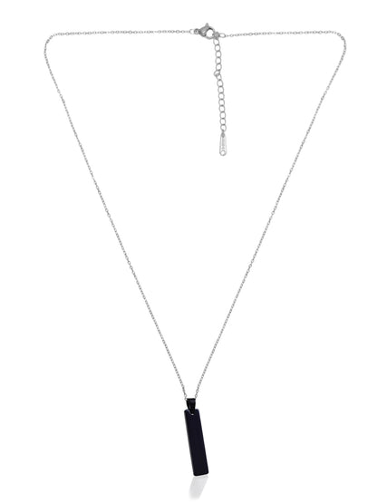 Duence Stainless Steel Vertical Bar Pendant adjustable Necklace chain