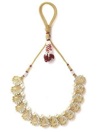 Gold Plated Peacock Design Kundan and Pearl Choker Necklace Set for Women