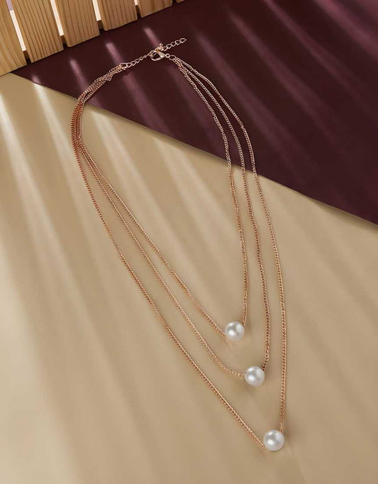 Duence White Moti Pendant With Gold Plated Chain