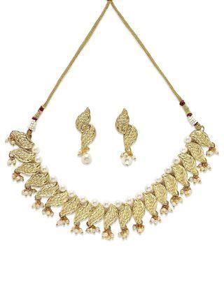 Gold Plated Kundan Peal Jewellery Set for Women