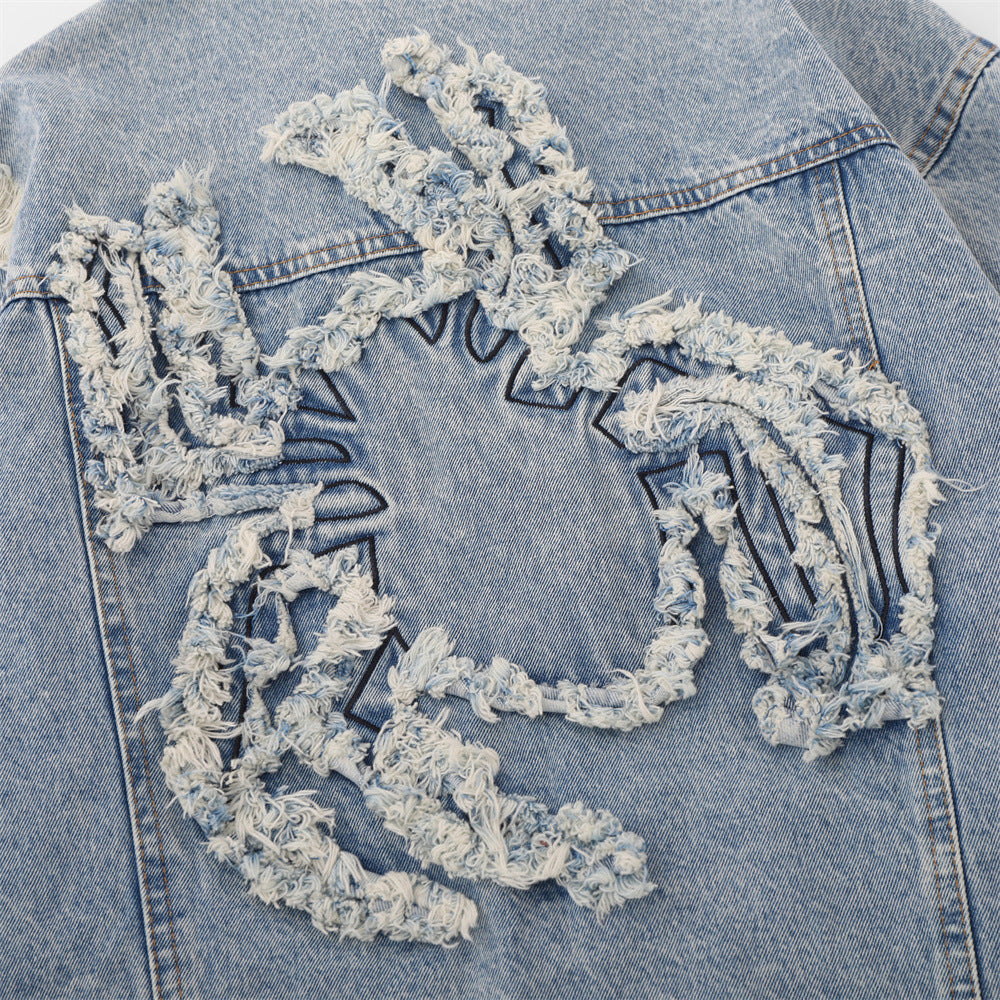 Paste Cloth Embroidery Spider Denim Jacket Men's Loose Denim