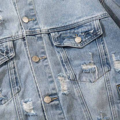 Loose All-match Washed Worn Lapel Denim Jacket Jacket