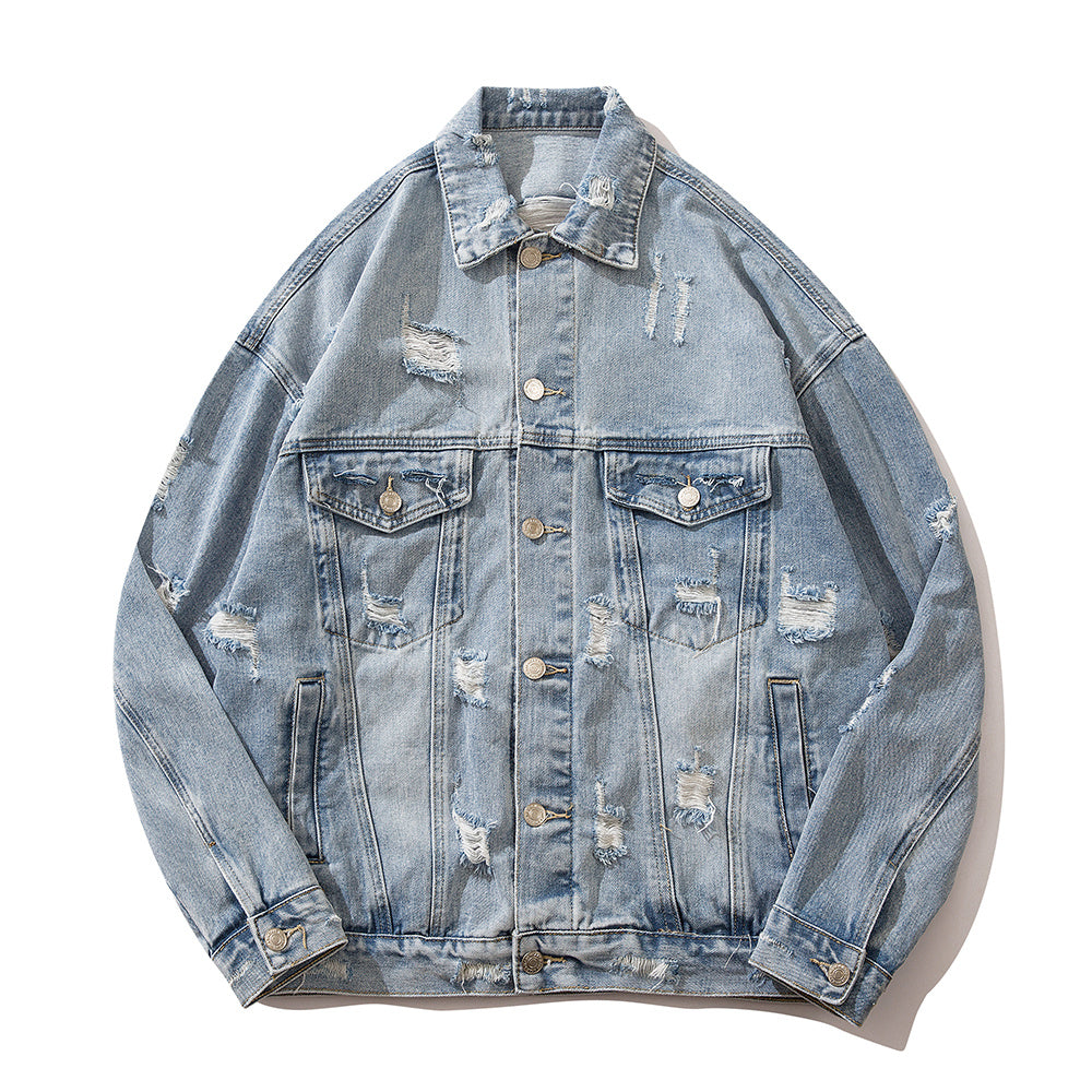 Loose All-match Washed Worn Lapel Denim Jacket Jacket